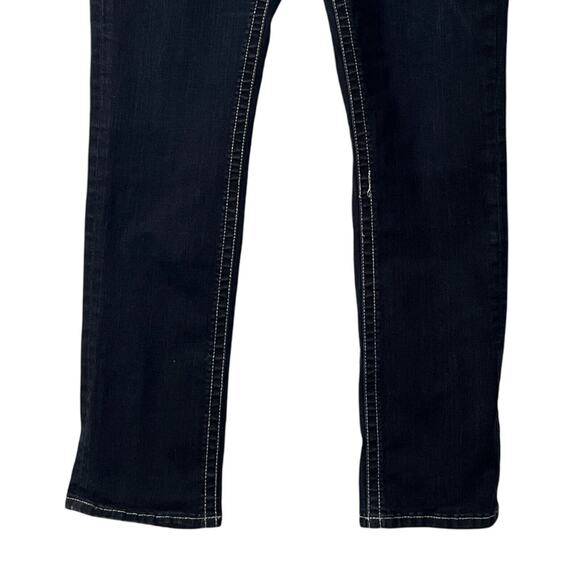 Rebel Soul Womens Jeans Size 14 Blue Straight Leg Mid Rise Sequins Stretch 34" - Picture 4 of 10